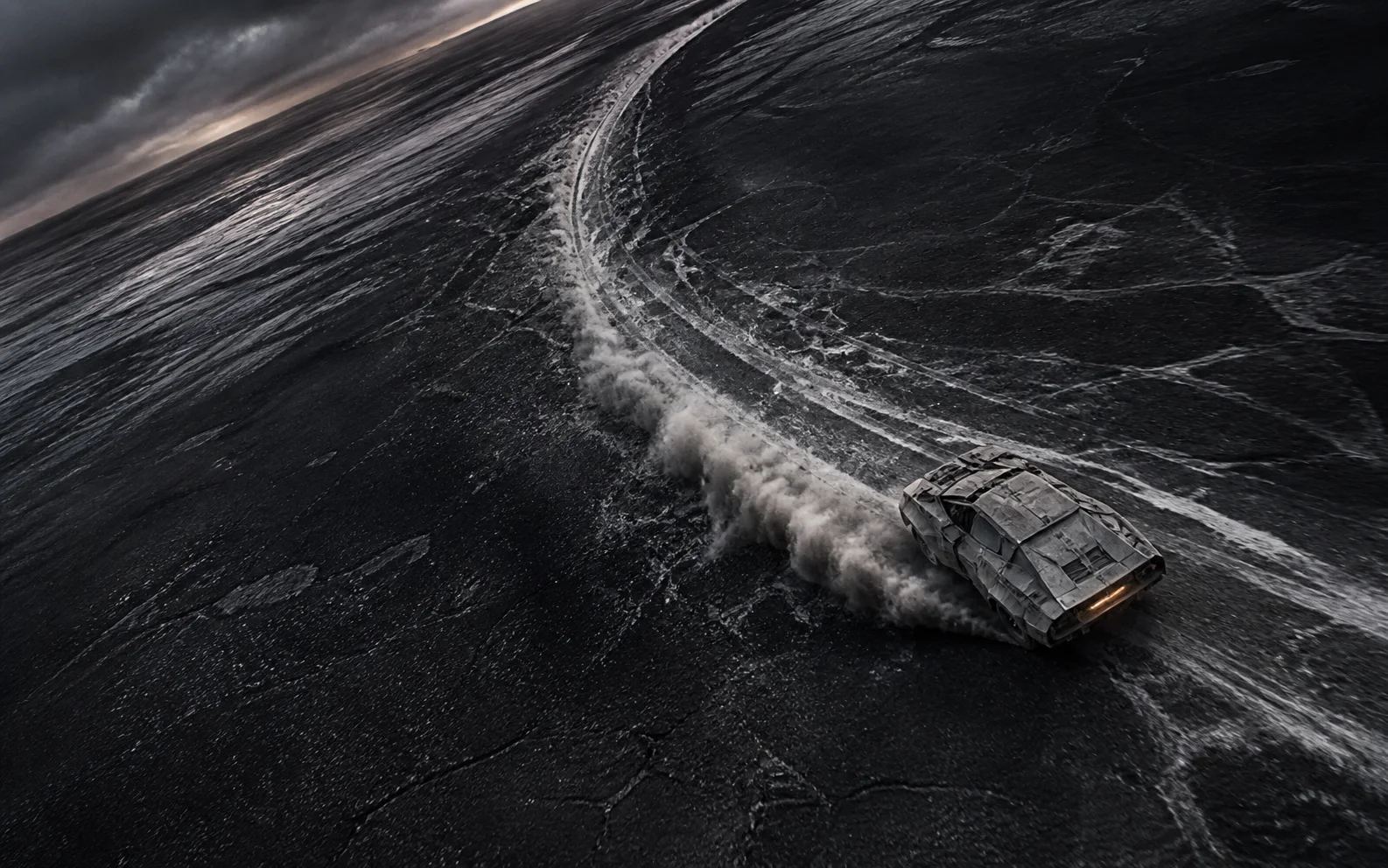 DRIFTRAGE car drifting across a basalt plain